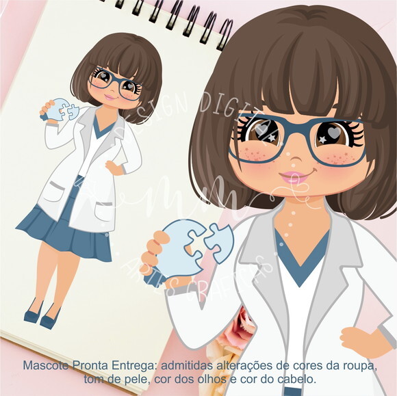 Mascote Pronta Entrega - Psicologa - Psicopedagoga
