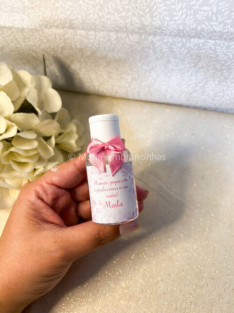 Lembrancinha Álcool Gel Cheiro de Bebê Personalizado