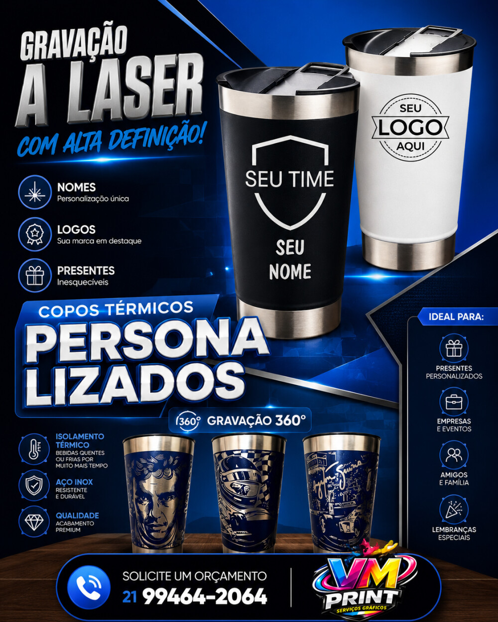 Copos Térmicos Personalizados - Gravação a Laser
