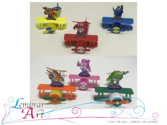 Aplique Avião Super Wings para tubete