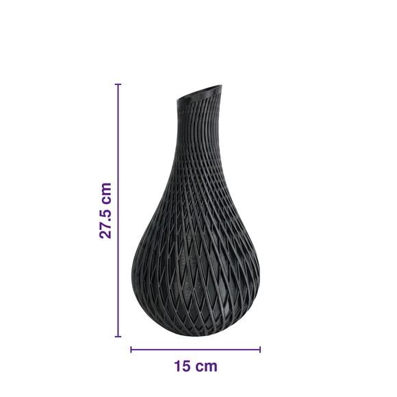 Vaso Decorativo Moderno Preto Fosco com Textura Geométrica