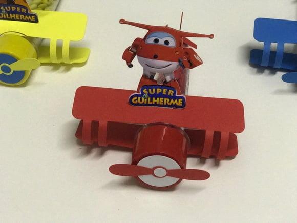 Aplique Avião Super Wings para tubete