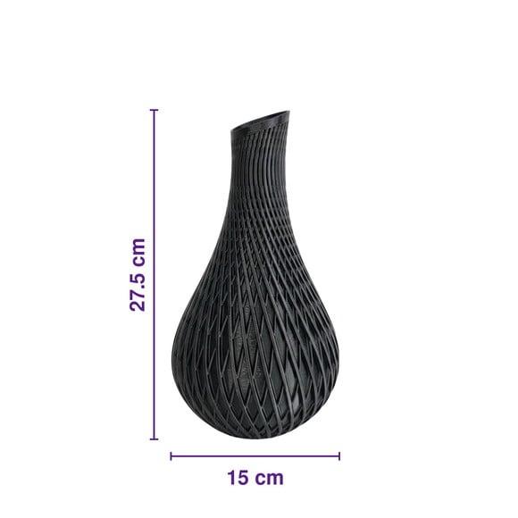 Vaso Decorativo Moderno Preto Fosco com Textura Geométrica