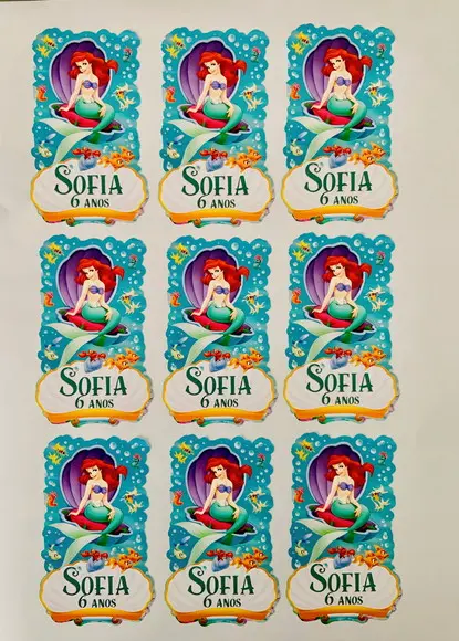 Adesivo Para Sacolinha Pequena Sereia