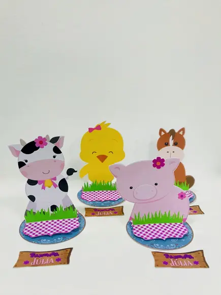 Aplique 3D Fazendinha Menina