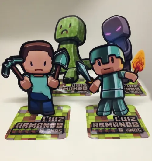 Aplique Minecraft 3D com nome - 9cm