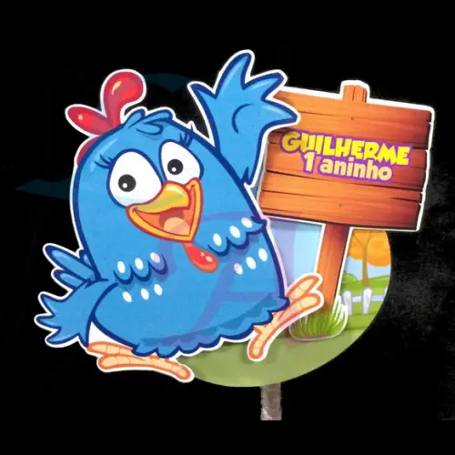 Aplique para pirulito Galinha Pintadinha