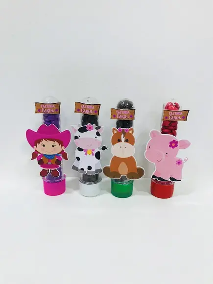 Aplique para tubete Fazendinha Menina