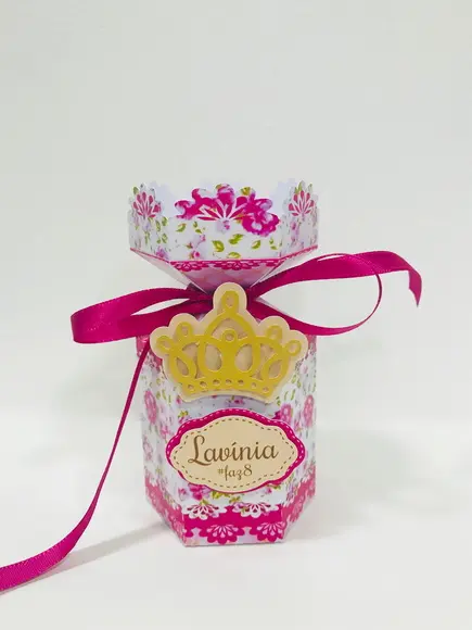 Caixa Bala Floral com Coroa