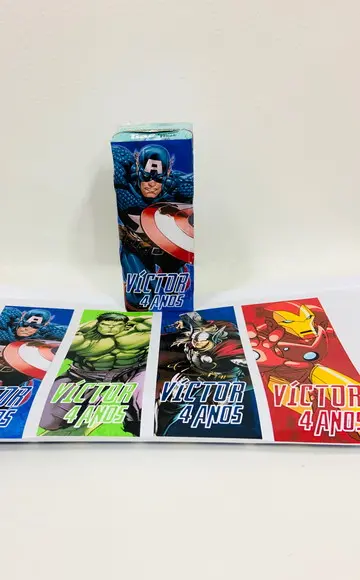 Rótulo para caixa de suco Super Heróis