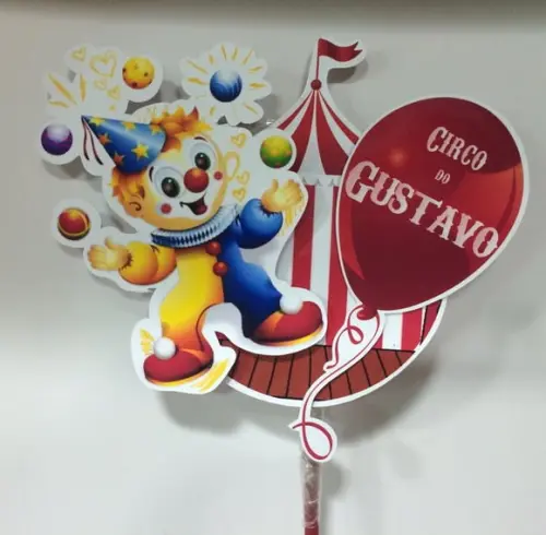 Aplique 3D para pirulitos circo