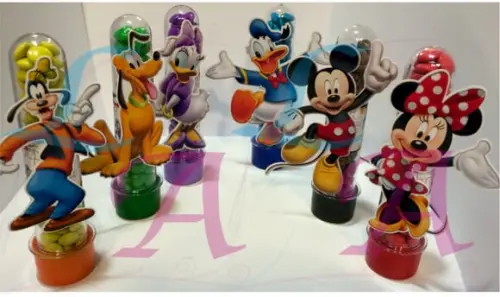 Aplique p tubete + rótulo Turma Mickey