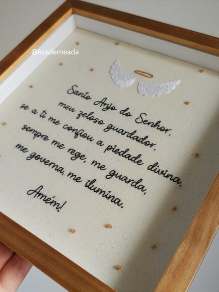 Enfeite Santo Anjos Bordado a Mão