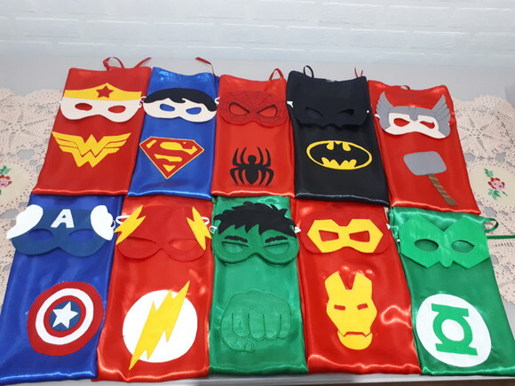 Kit Capa e Máscara Super Heróis
