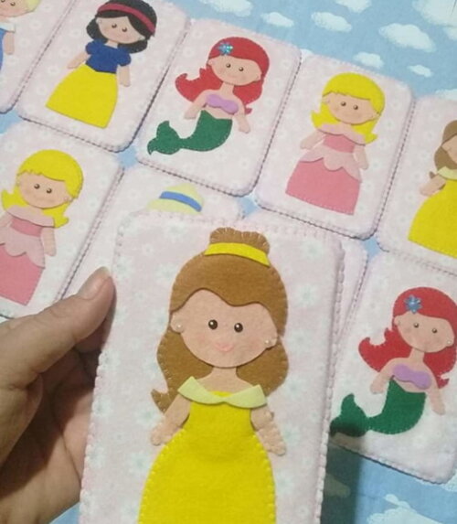Kit Jogo da Memória Princesas em Feltro