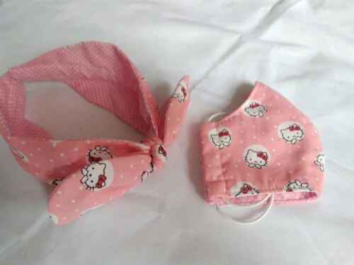 Kit Máscara de Tecido Infantil com Tiara