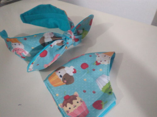 Máscara de Tecido Infantil com Tiara