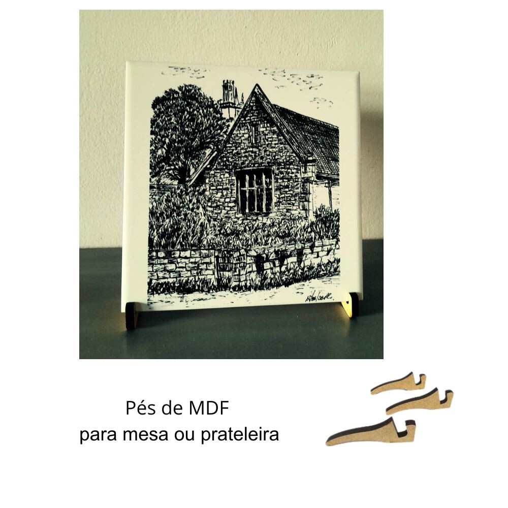 Azulejo Decorativo 20x20 Tema Casa De Pedra para Prateleira ou Pa