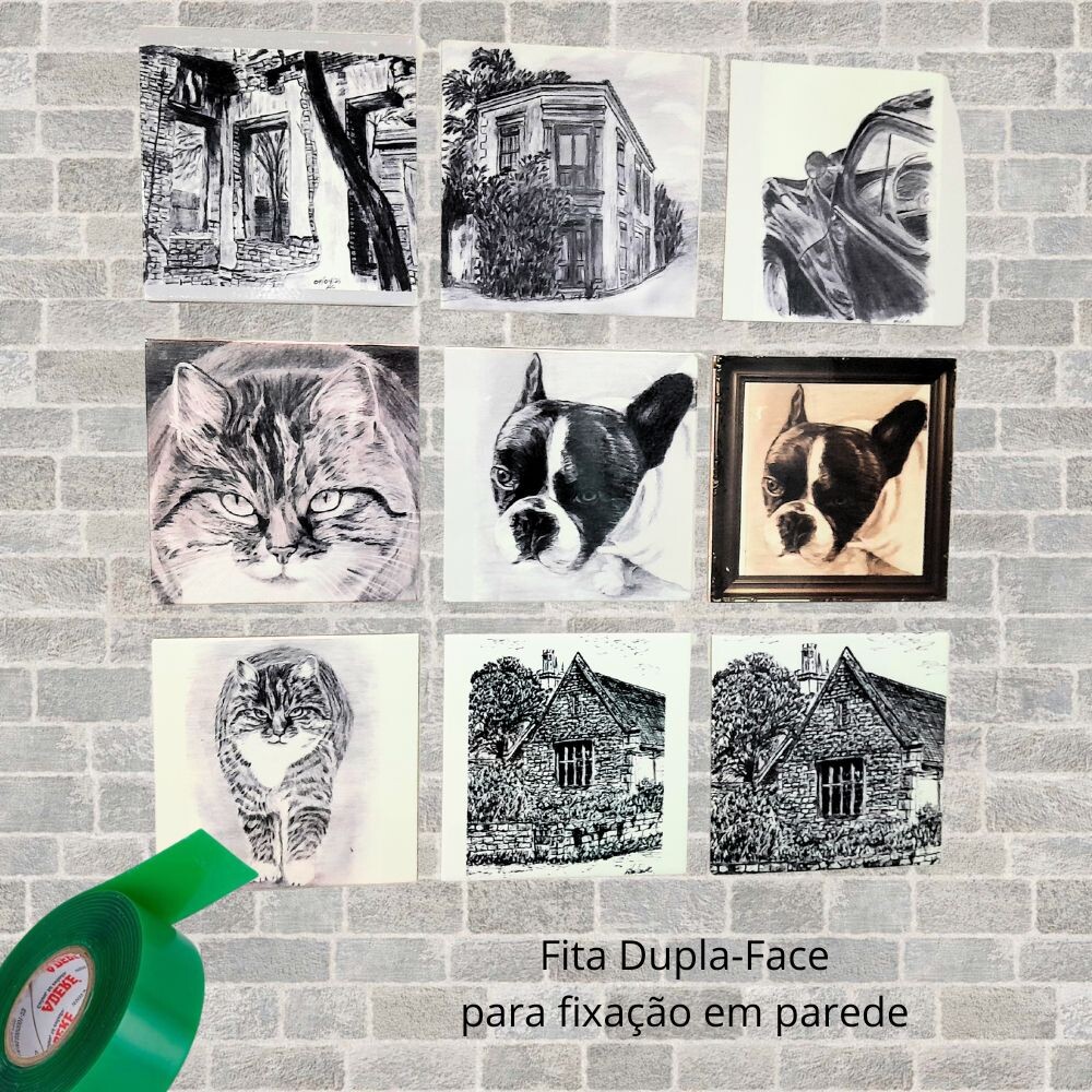 Azulejo Decorativo 20x20 Tema Casa De Pedra para Prateleira ou Pa