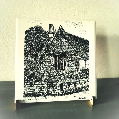 Azulejo Decorativo 20x20 Tema Casa De Pedra para Prateleira ou Parede