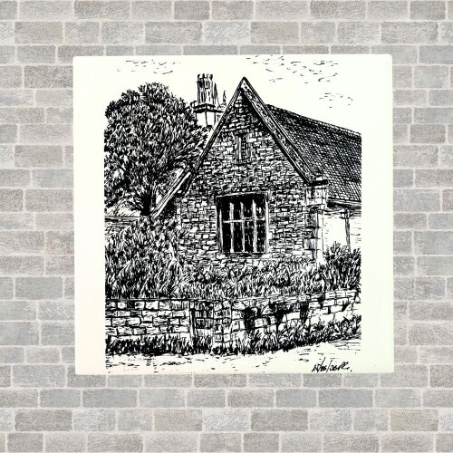 Azulejo Decorativo 20x20 Tema Casa De Pedra para Prateleira ou Pa