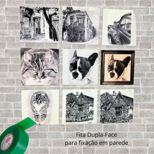 Azulejo Decorativo 20x20 Tema Casa De Pedra para Prateleira ou Pa