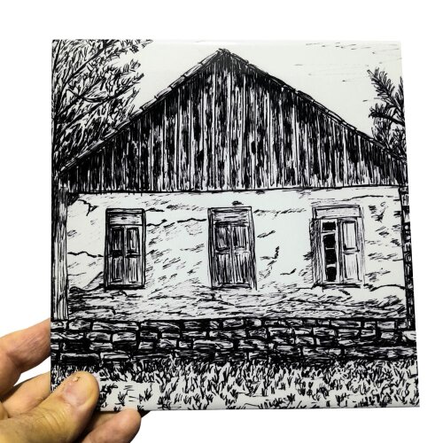 Azulejo Decorativo 20x20 Tema Casa Rústica Para Prateleira Ou Parede