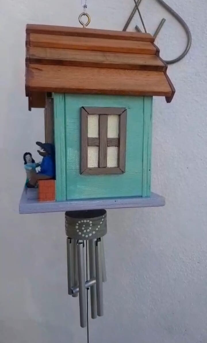 Sino dos Ventos Casinha de Pássaro em Madeira