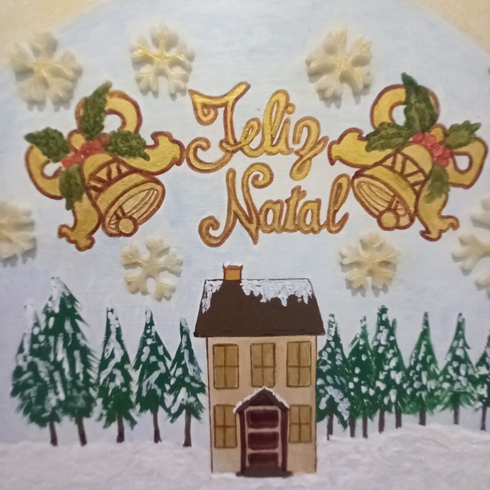 Placa Natalina Artesanal em MDF Pintada à Mão