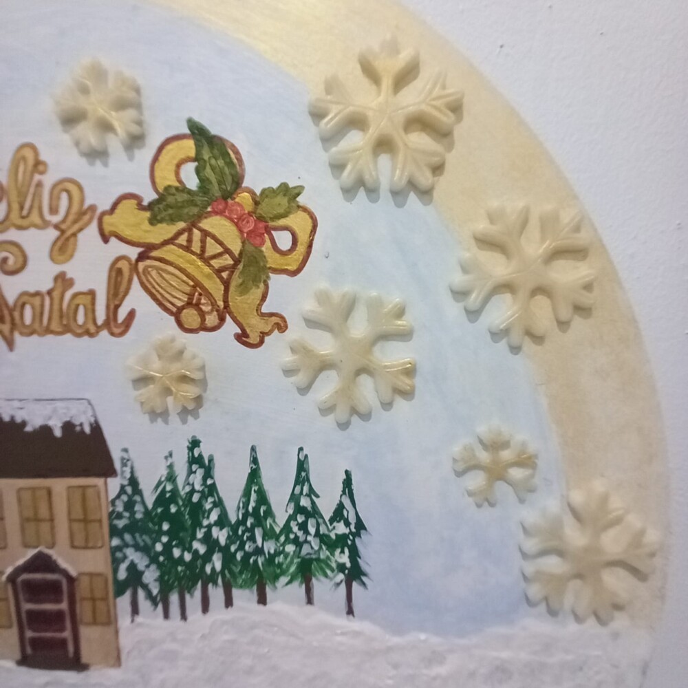 Placa Natalina Artesanal em MDF Pintada à Mão