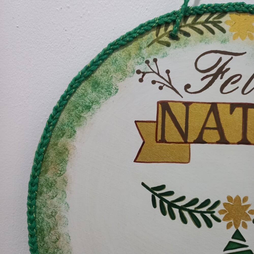 Placa Natalina em MDF Artesanal pintada à Mão