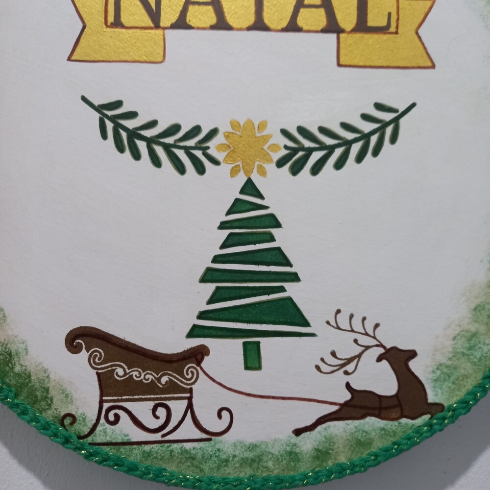 Placa Natalina em MDF Artesanal pintada à Mão