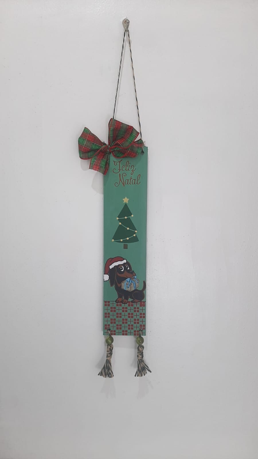 Plaquinha de Natal em Madeira Pintada e Decorada