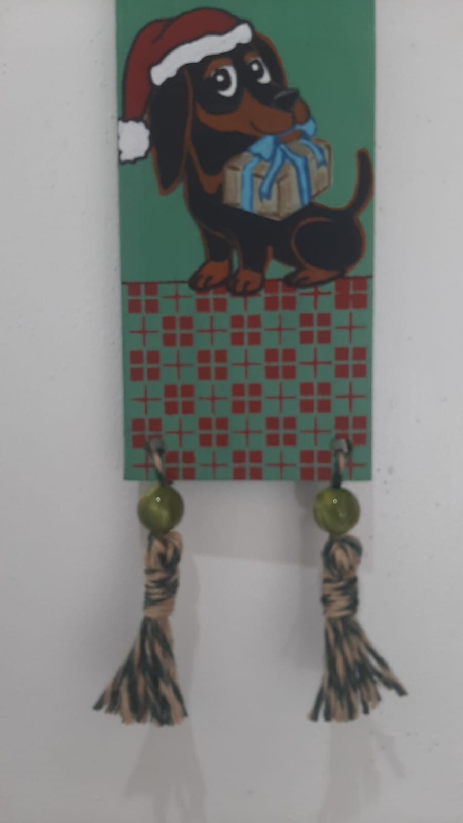 Plaquinha de Natal em Madeira Pintada e Decorada