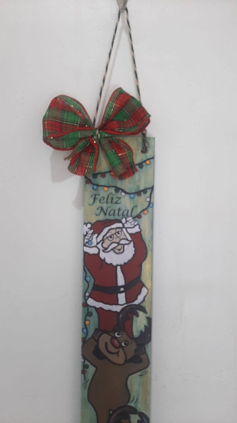 Plaquinha de Natal em madeira Pintada e Decorada