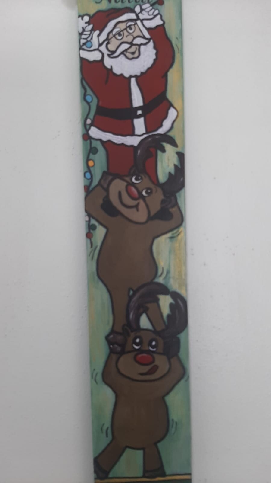 Plaquinha de Natal em madeira Pintada e Decorada