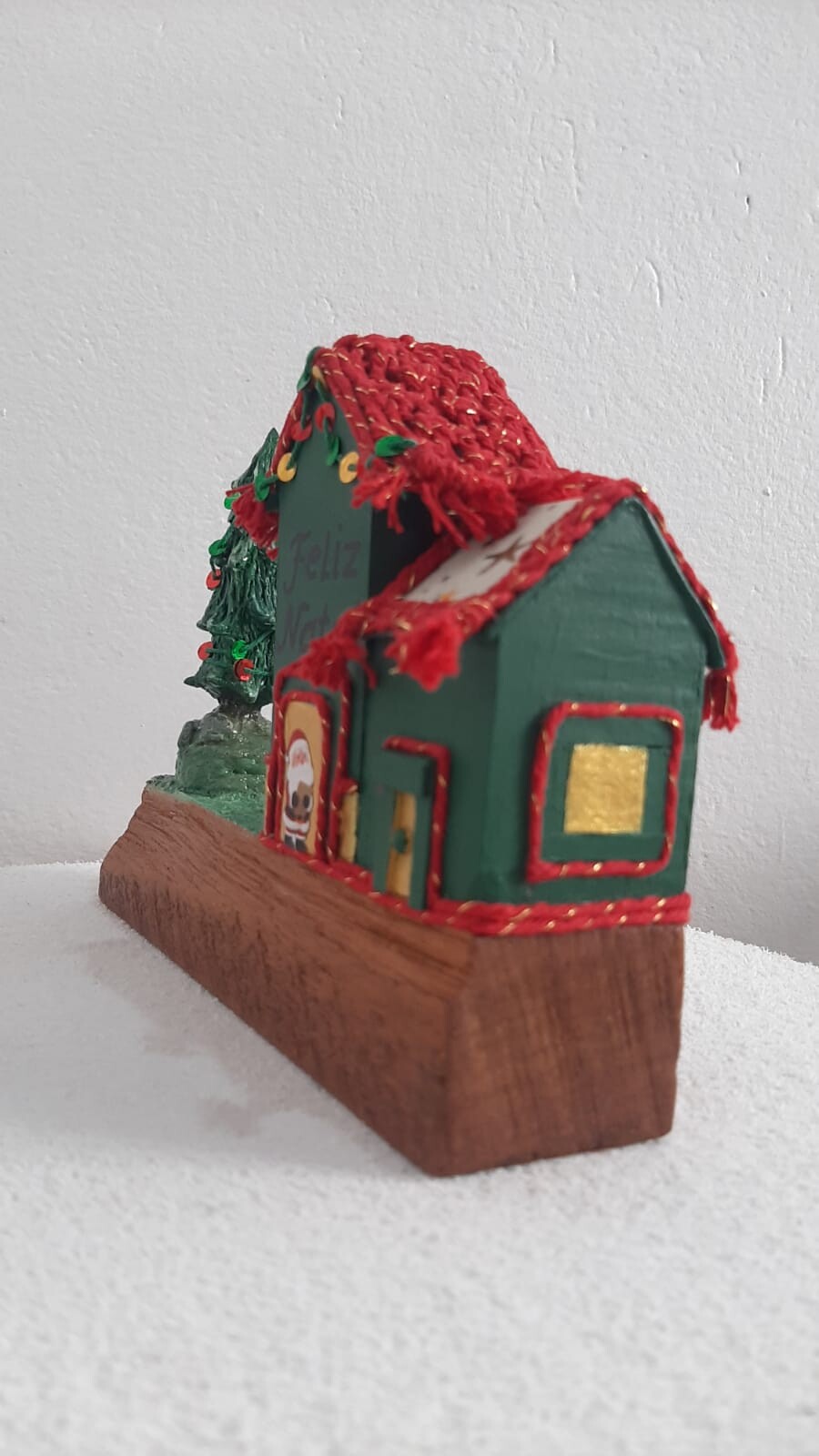 Casinha de Natal em Madeira Artesanal Decorativa