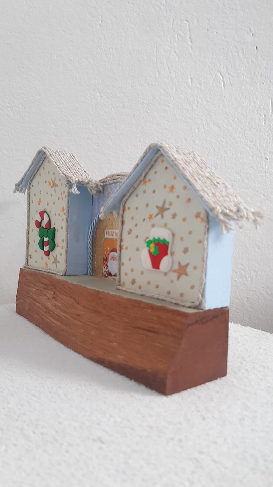 Casinha de Natal em Madeira Artesanal Decorativa