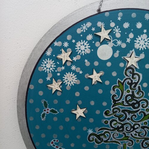 Placa Natalina  Artesanal em MDF Pintada à Mão