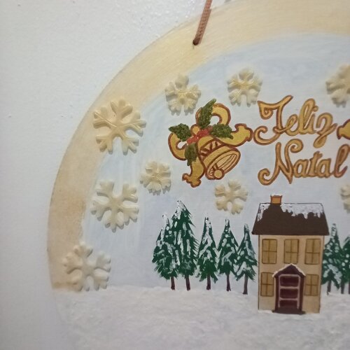 Placa Natalina Artesanal em MDF Pintada à Mão