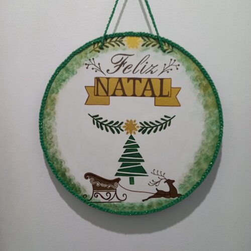 Placa Natalina em MDF Artesanal pintada à Mão