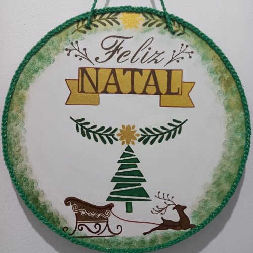 Placa Natalina em MDF Artesanal pintada à Mão
