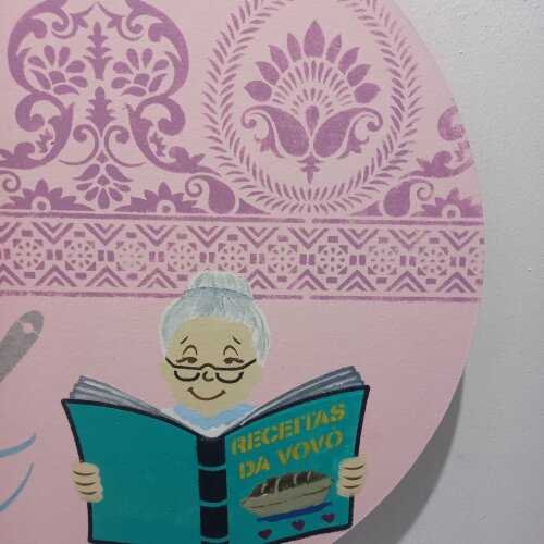 Placa  Decorativa em MDF Pintada  à Mão Vovó com Livro de Rece