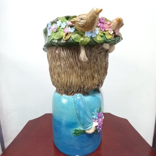 Cachepot Gnomo com Pintura e Relevos Artesanal