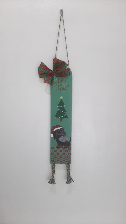 Plaquinha de Natal em Madeira Pintada e Decorada