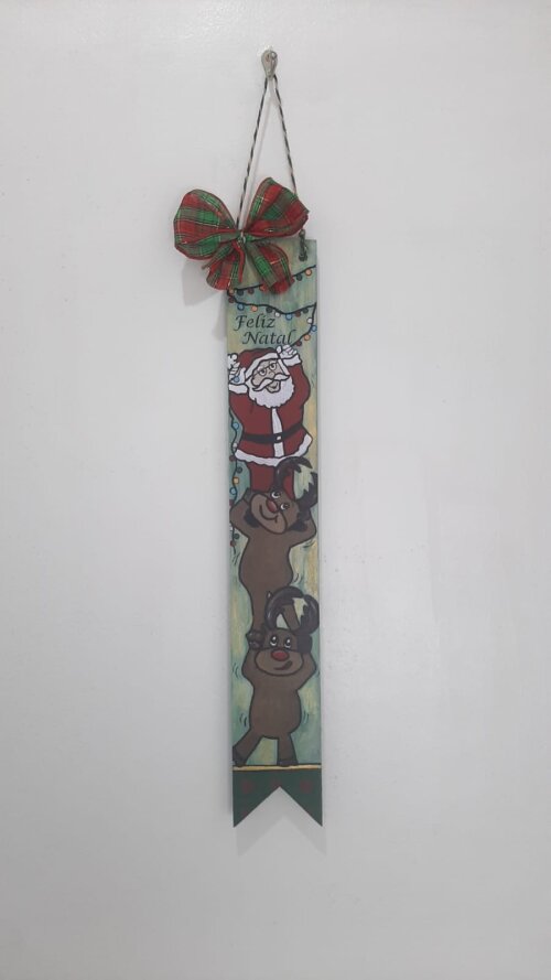 Plaquinha de Natal em madeira Pintada e Decorada
