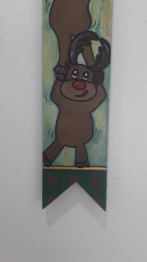 Plaquinha de Natal em madeira Pintada e Decorada