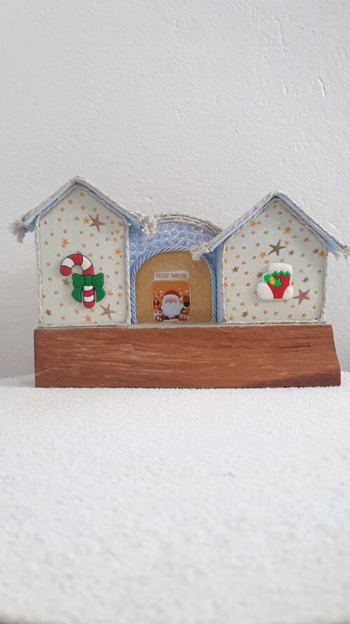 Casinha de Natal em Madeira Artesanal Decorativa