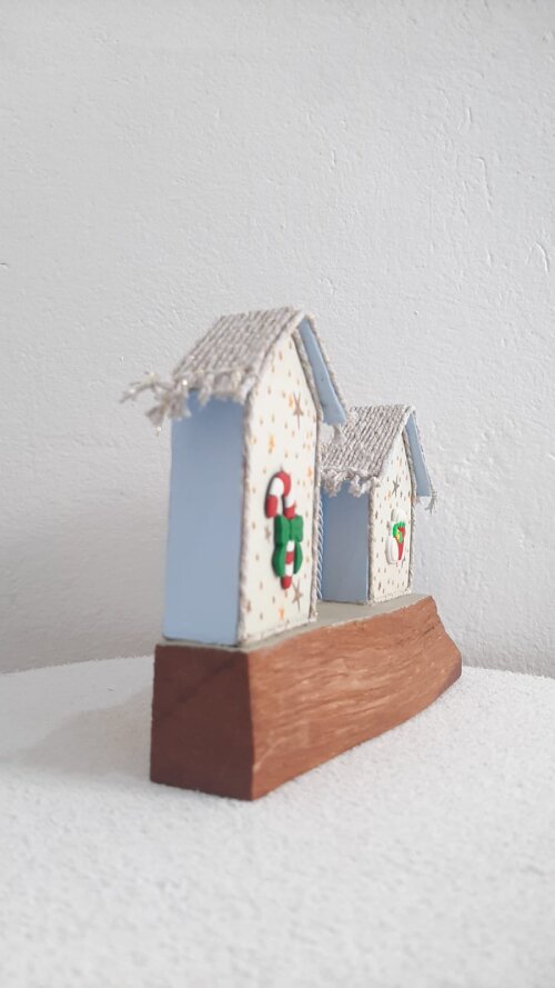 Casinha de Natal em Madeira Artesanal Decorativa