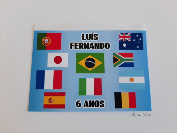 20 Adesivos para Sacolinhas - Bandeiras/ Países do Mundo